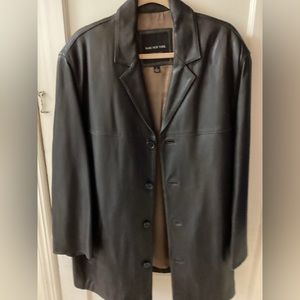 Men’s Marc New York Andrew Marc Brown Leather Blazer Jacket-Size L- Pre-Owned
